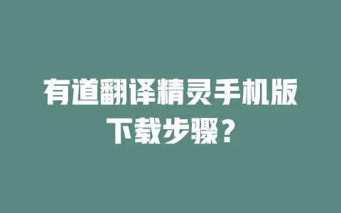 有道翻译精灵手机版下载步骤? 一