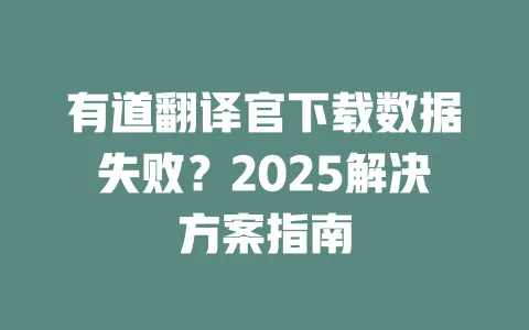 有道翻译官下载数据失败？2025解决方案指南 一