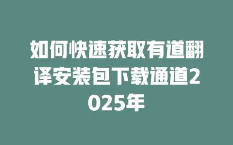 如何快速获取有道翻译安装包下载通道2025年 一