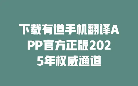 下载有道手机翻译APP官方正版2025年权威通道 一
