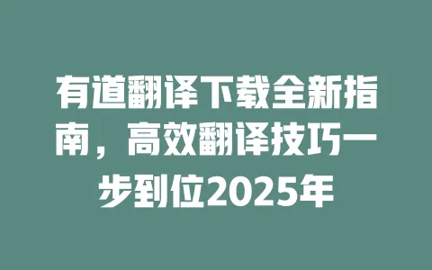 有道翻译下载全新指南,高效翻译技巧一步到位2025年 一