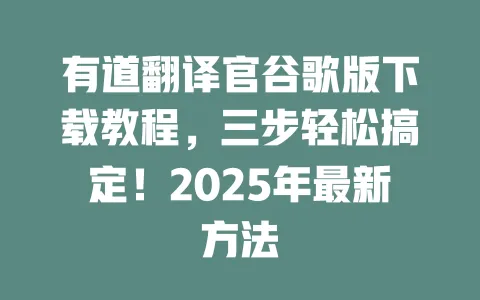 有道翻译官谷歌版下载教程,三步轻松搞定!2025年最新方法 一