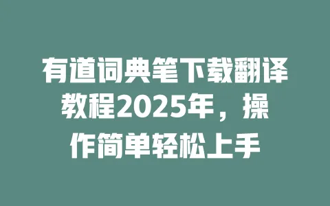 有道词典笔下载翻译教程2025年，操作简单轻松上手 一
