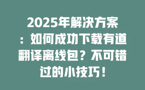 2025年解决方案:如何成功下载有道翻译离线包?不可错过的小技巧! 一