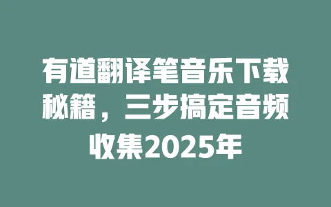 有道翻译笔音乐下载秘籍,三步搞定音频收集2025年 一